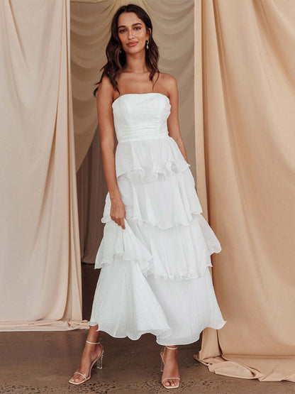 Tiered Ruffle Maxi Dress For Women - Sleeveless Layered A-Line Tube Sun Dress - Summer Wedding Guest 2026