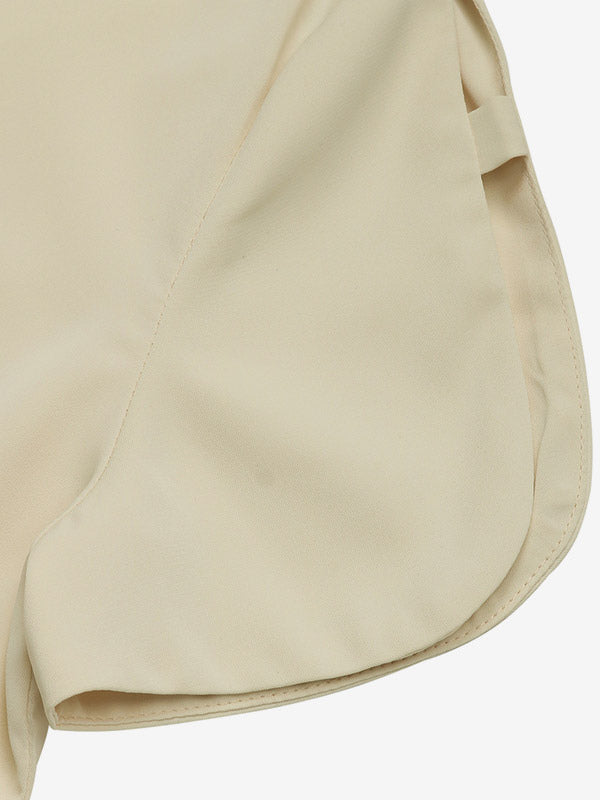 Blouse For Women Apricot V-Neck Casual Short Sleeves Summer Tops