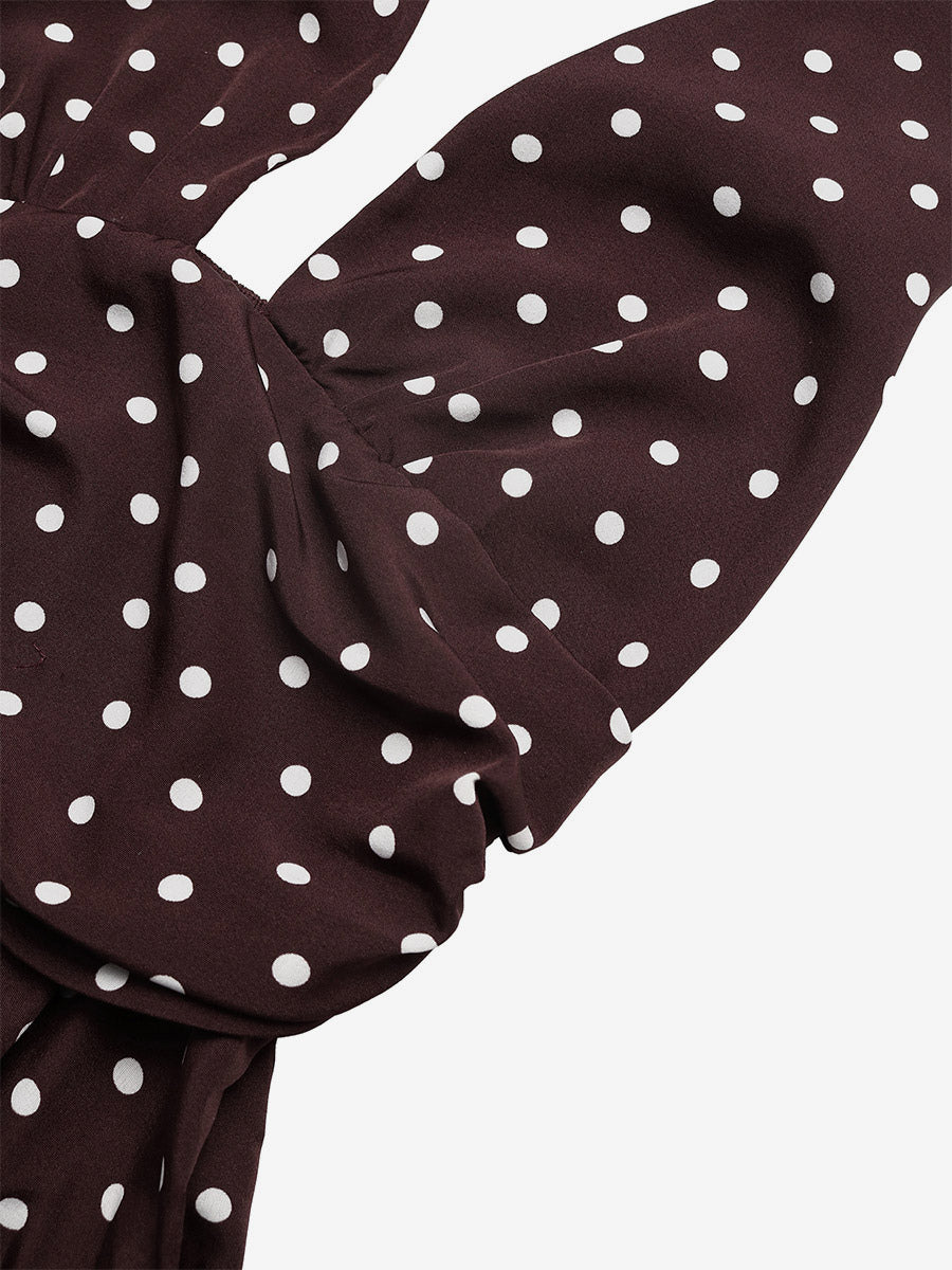 Women's Black White Polka Dot Halter Maxi Dress Deep V Neck Sleeveless Flowy Summer Dress