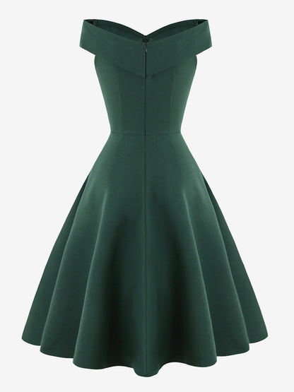 Burgundy Off Shoulder A Line Midi Dress For Women Elegant Formal