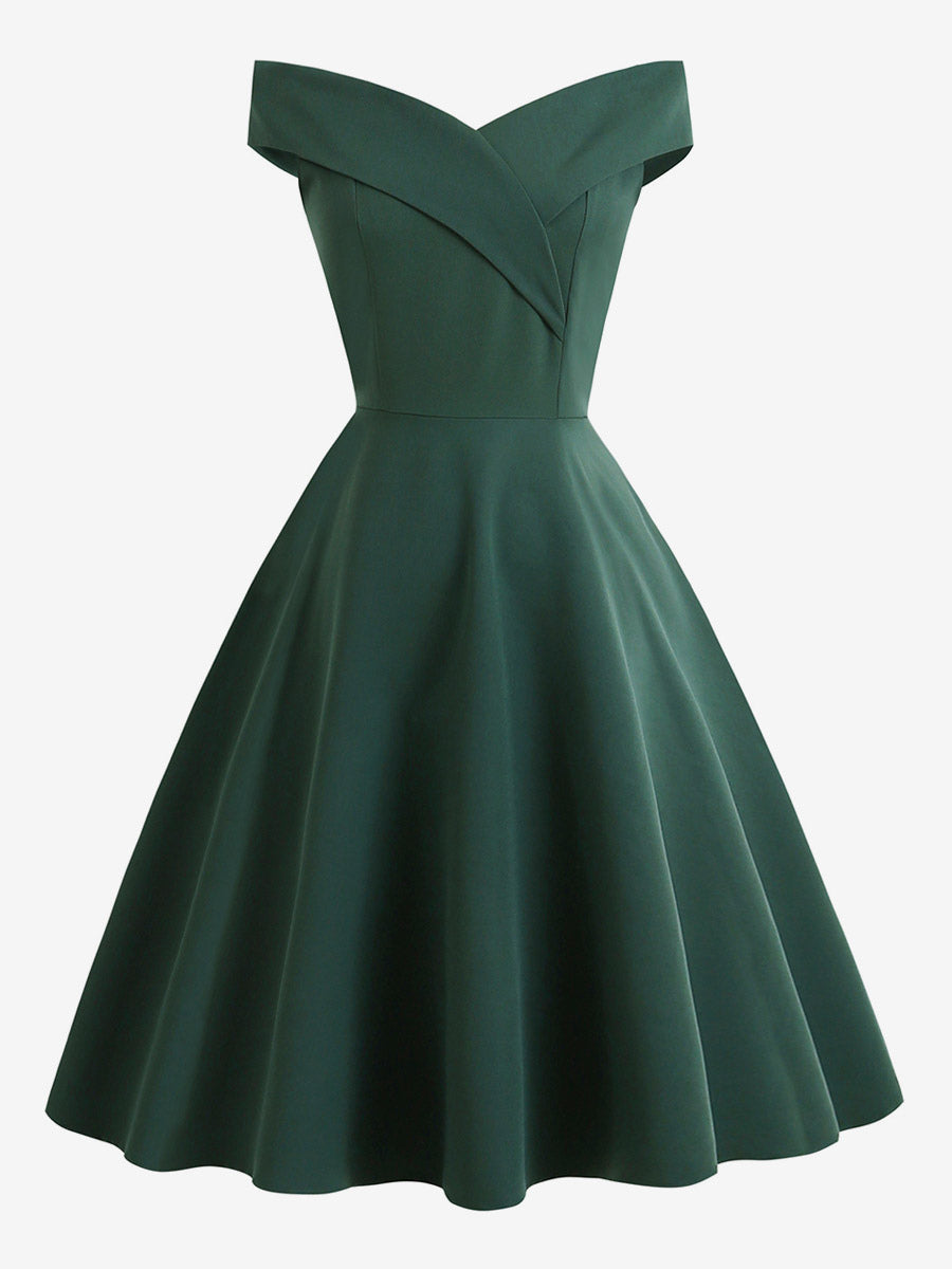 Burgundy Off Shoulder A Line Midi Dress For Women Elegant Formal
