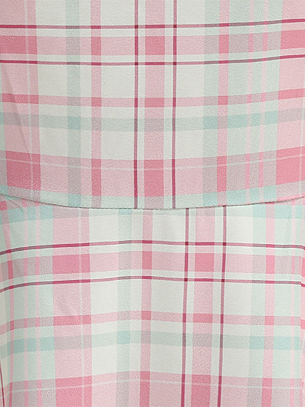 Chic Fitted Blue Plaid Gown With A Line Skirt Perfect For Summer Parties
