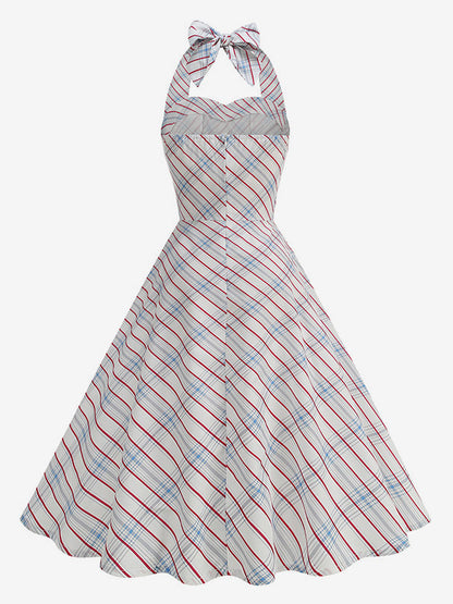 Chic Fitted Blue Plaid Gown With A Line Skirt Perfect For Summer Parties