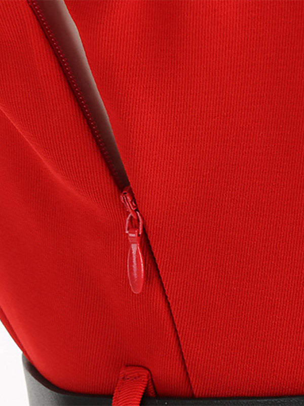 Red Sleeveless Peter Pan Collar A Line Maxi Dress For Women Vintage Chic