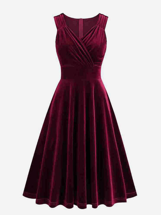 Chic Fitted Burgundy Gown With A Line Skirt Perfect For Evening Events