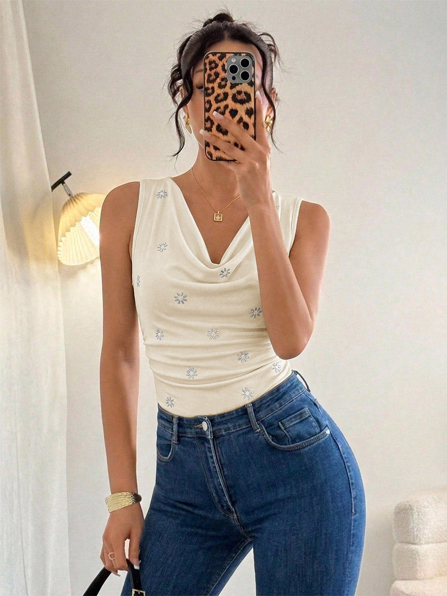 Cami Top Apricot Cowl Neck Backless Casual Women Summer Camis