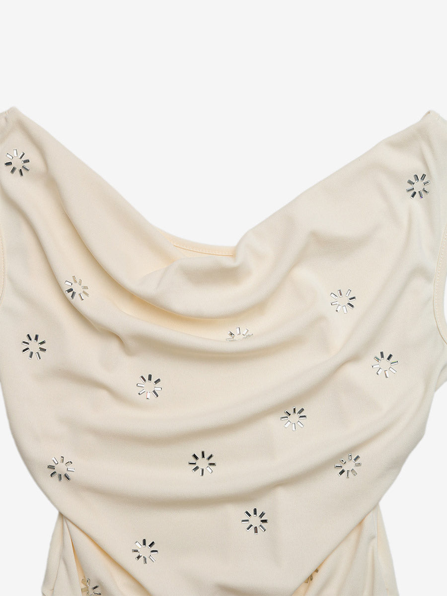 Cami Top Apricot Cowl Neck Backless Casual Women Summer Camis