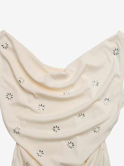 Cami Top Apricot Cowl Neck Backless Casual Women Summer Camis