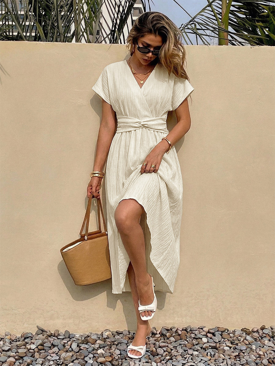 Women's White Black Striped Ribbed Bodycon Midi Dress - Sleeveless Scoop Neck Casual Summer Dress