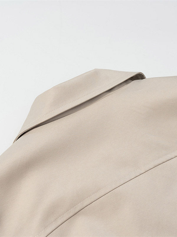 2-Piece Sets Pant Set White Pleated Polyester Turndown Collar Long Sleeves Sets