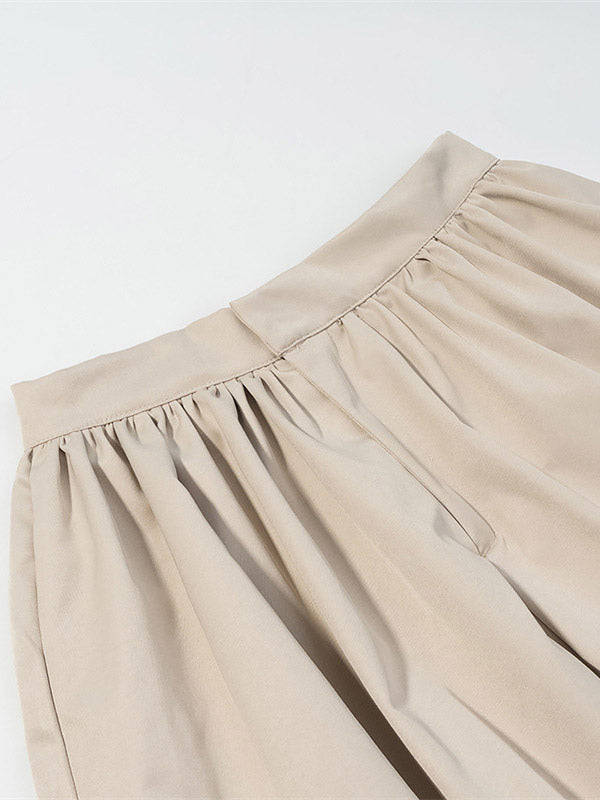 2-Piece Sets Pant Set White Pleated Polyester Turndown Collar Long Sleeves Sets