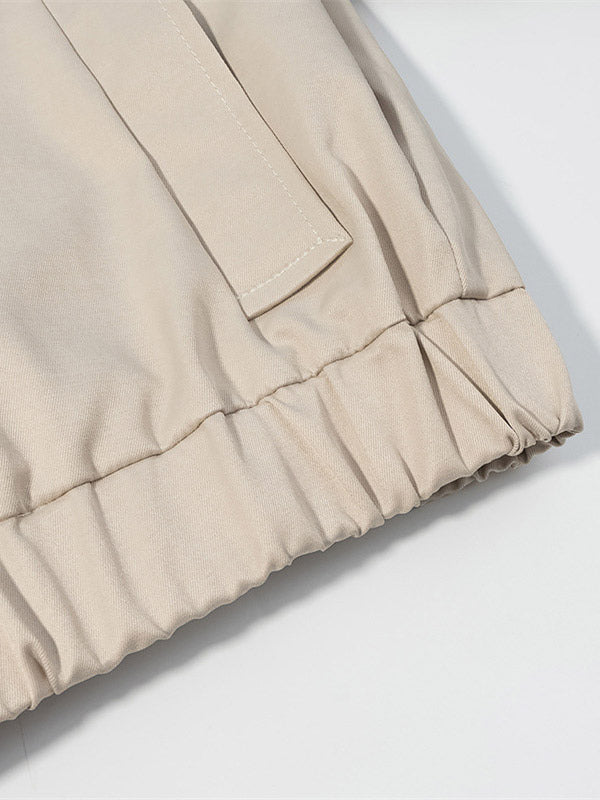 2-Piece Sets Pant Set White Pleated Polyester Turndown Collar Long Sleeves Sets
