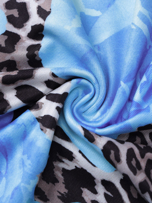 Blue Leopard Print Strapless Maxi Dress For Women Bold Street Style