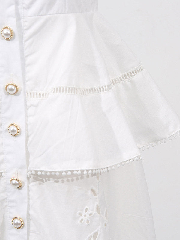 Chic Fitted White Maxi Gown With Lace Detail Perfect For Formal Events