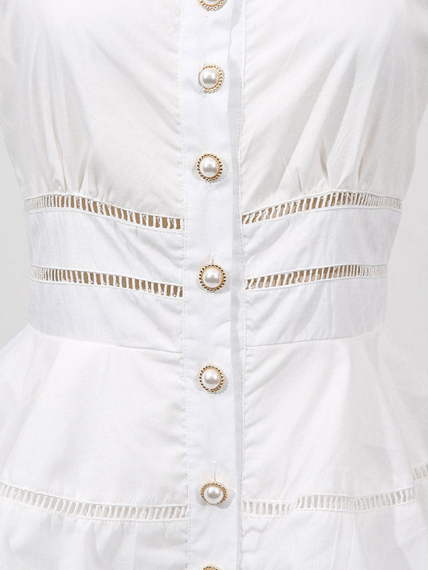 Chic Fitted White Maxi Gown With Lace Detail Perfect For Formal Events