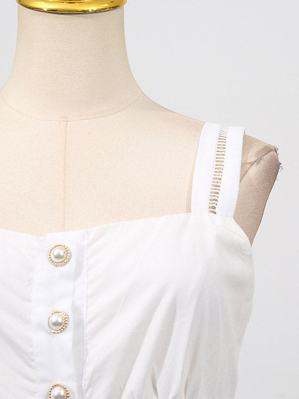 Chic Fitted White Maxi Gown With Lace Detail Perfect For Formal Events