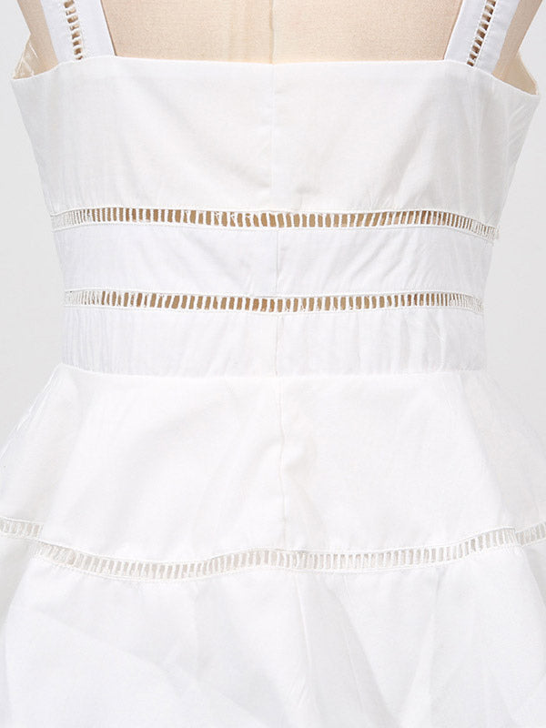 Chic Fitted White Maxi Gown With Lace Detail Perfect For Formal Events