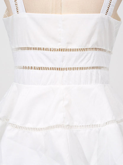 Chic Fitted White Maxi Gown With Lace Detail Perfect For Formal Events