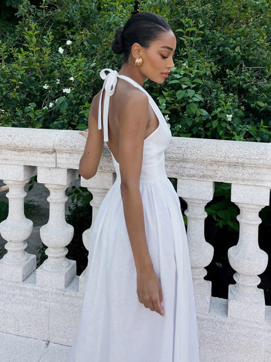 Chic Fitted White Gown With V Neckline Perfect For Summer Events