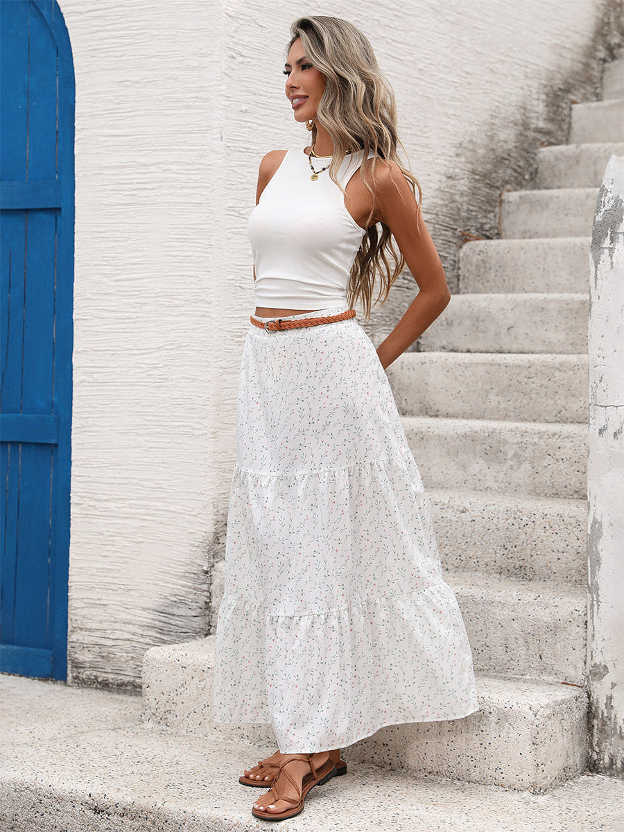 2-Piece Sets Skirt Set White Daily Casual Viscose Elegant Sleeveless Summer Sets