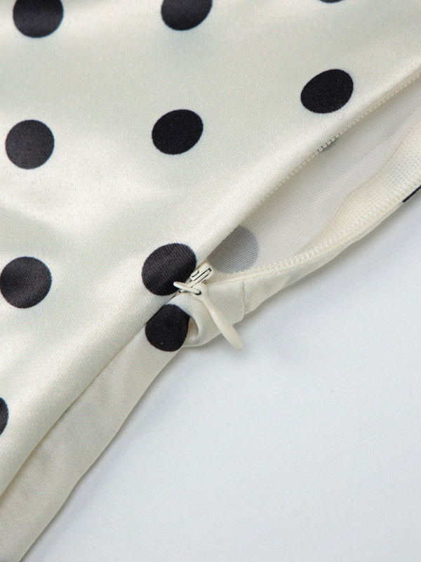 Flattering V Neck Cream Maxi Dress With Black Dots Ideal For Evenings