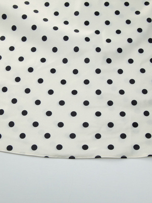 Flattering V Neck Cream Maxi Dress With Black Dots Ideal For Evenings