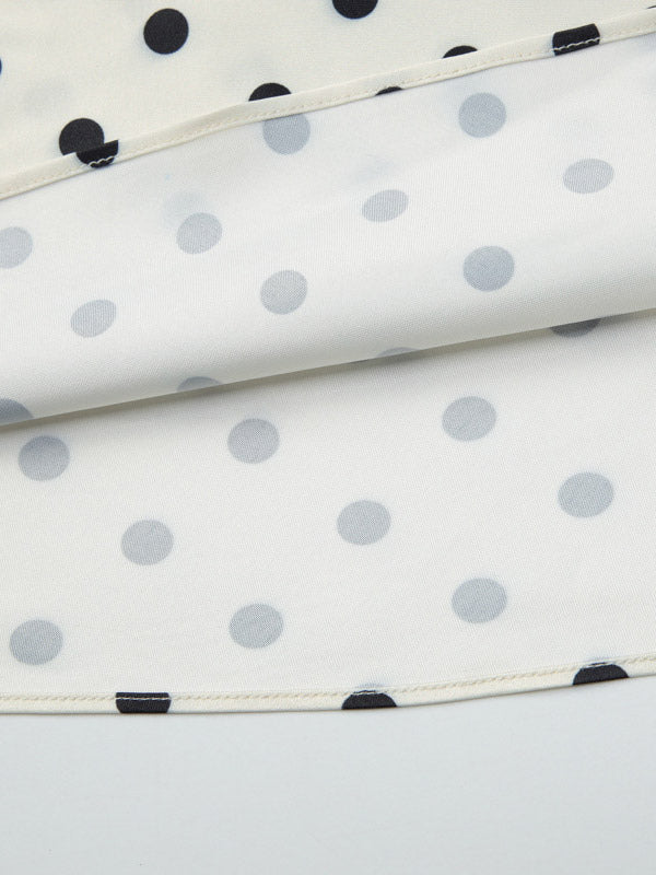 Flattering V Neck Cream Maxi Dress With Black Dots Ideal For Evenings