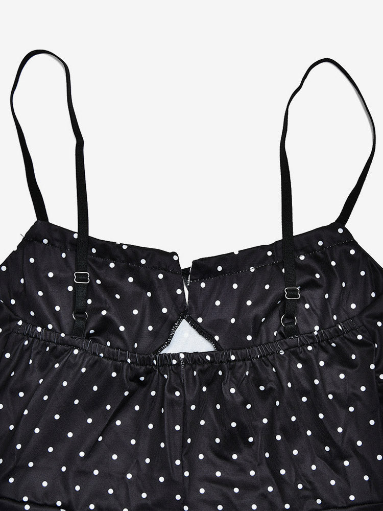 Chic Fitted Black Gown With Polka Dots Perfect For Casual Outings