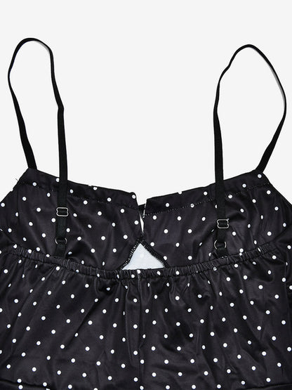 Chic Fitted Black Gown With Polka Dots Perfect For Casual Outings