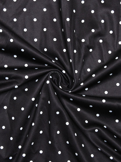 Chic Fitted Black Gown With Polka Dots Perfect For Casual Outings