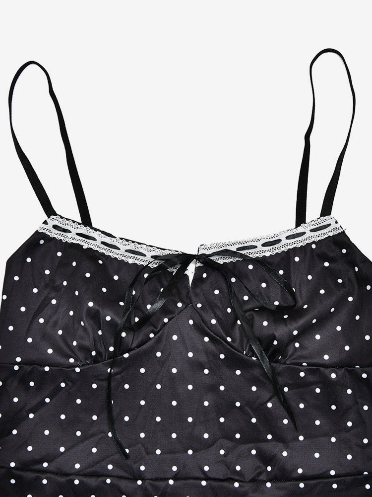 Chic Fitted Black Gown With Polka Dots Perfect For Casual Outings