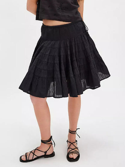 Skirts White Natural Waist Chic Pleated Women's Bottoms