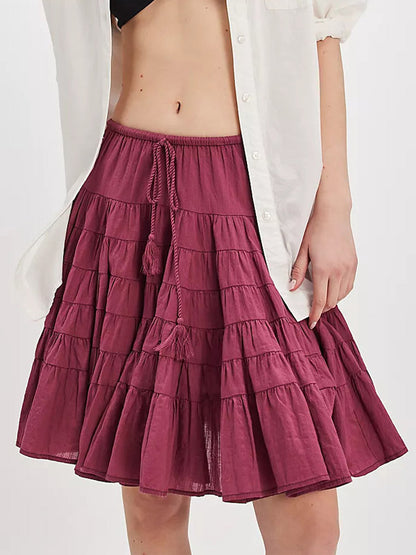 Skirts White Natural Waist Chic Pleated Women's Bottoms