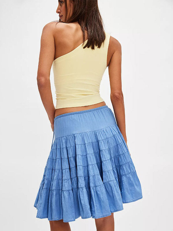 Skirts White Natural Waist Chic Pleated Women's Bottoms