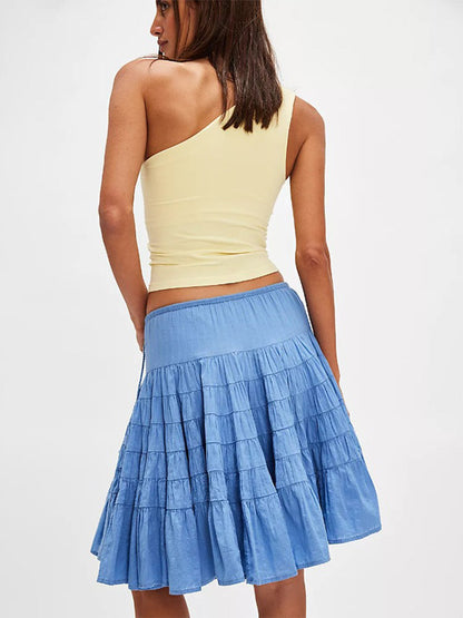 Skirts White Natural Waist Chic Pleated Women's Bottoms