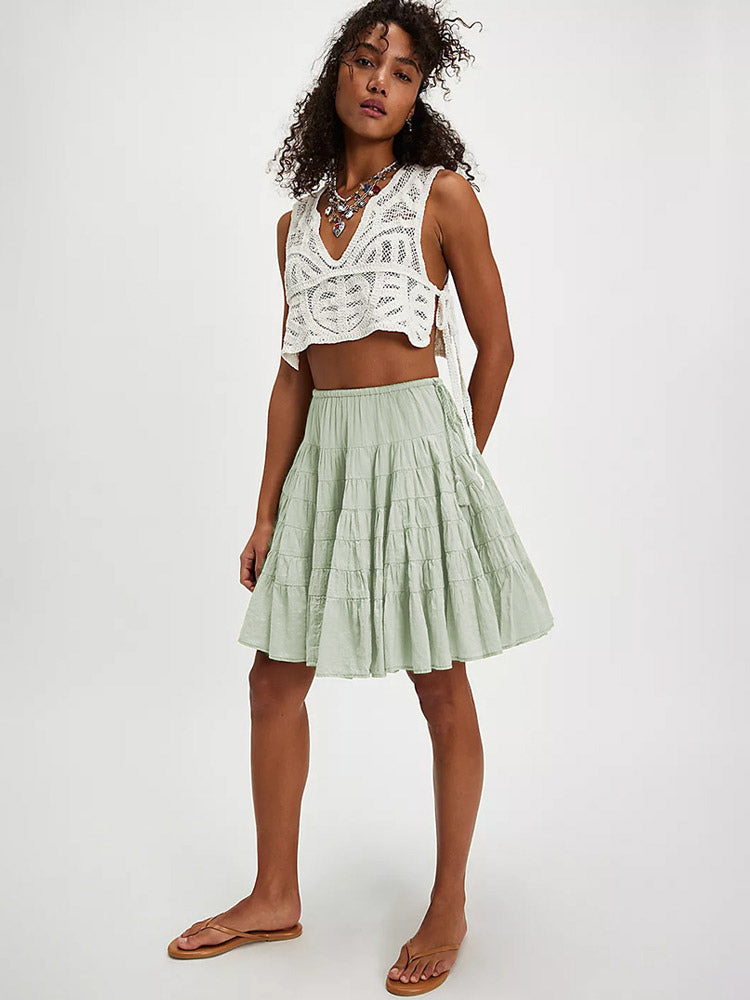 Skirts White Natural Waist Chic Pleated Women's Bottoms