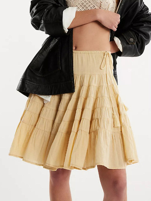 Skirts White Natural Waist Chic Pleated Women's Bottoms