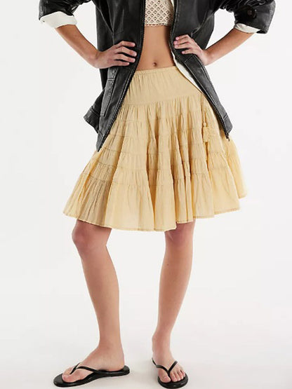 Skirts White Natural Waist Chic Pleated Women's Bottoms