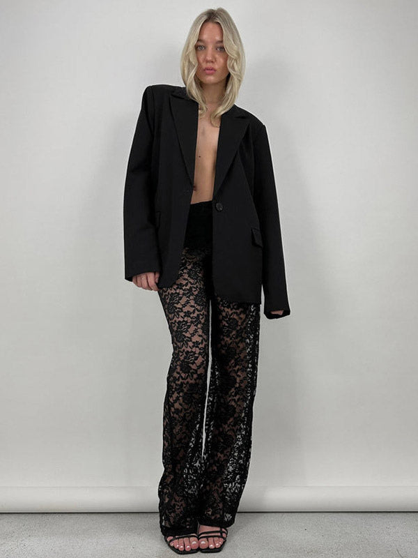 Pants White Lace Lace Natural Waist Straight Trousers