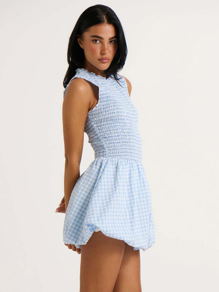 Date Night Mini Dresses Sleeveless Jewel Neck Elegant Pink Summer Dress