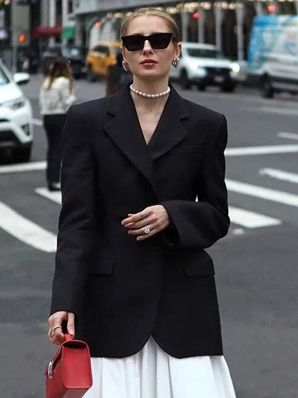 Blazer For Women Chic Turndown Collar Buttons Long Sleeves Suits