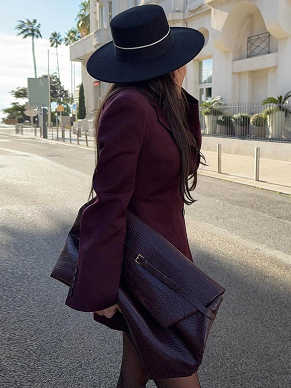 Blazer For Women Chic Turndown Collar Buttons Long Sleeves Suits