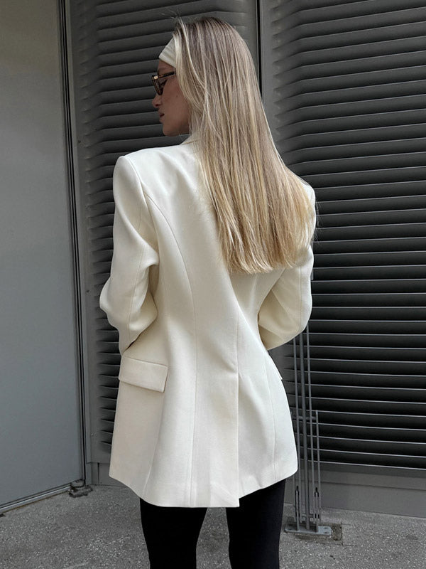 Blazer For Women Chic Turndown Collar Buttons Long Sleeves Suits