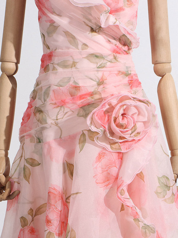 Pink Floral Off Shoulder Maxi Gown For Women Elegant Evening Style