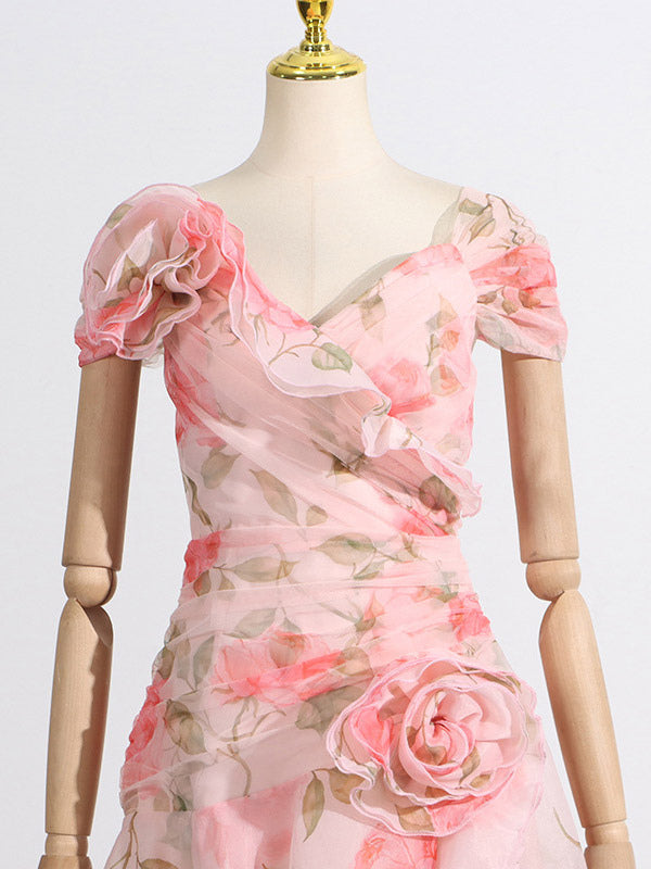 Pink Floral Off Shoulder Maxi Gown For Women Elegant Evening Style
