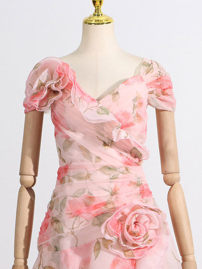 Pink Floral Off Shoulder Maxi Gown For Women Elegant Evening Style
