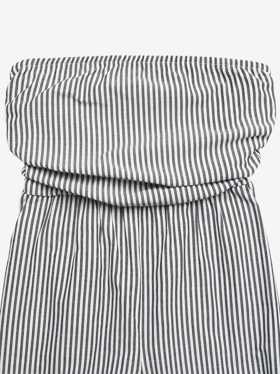 Jumpsuits Black Stripes Sleeveless Spaghetti Straps Wide Summer Playsuit