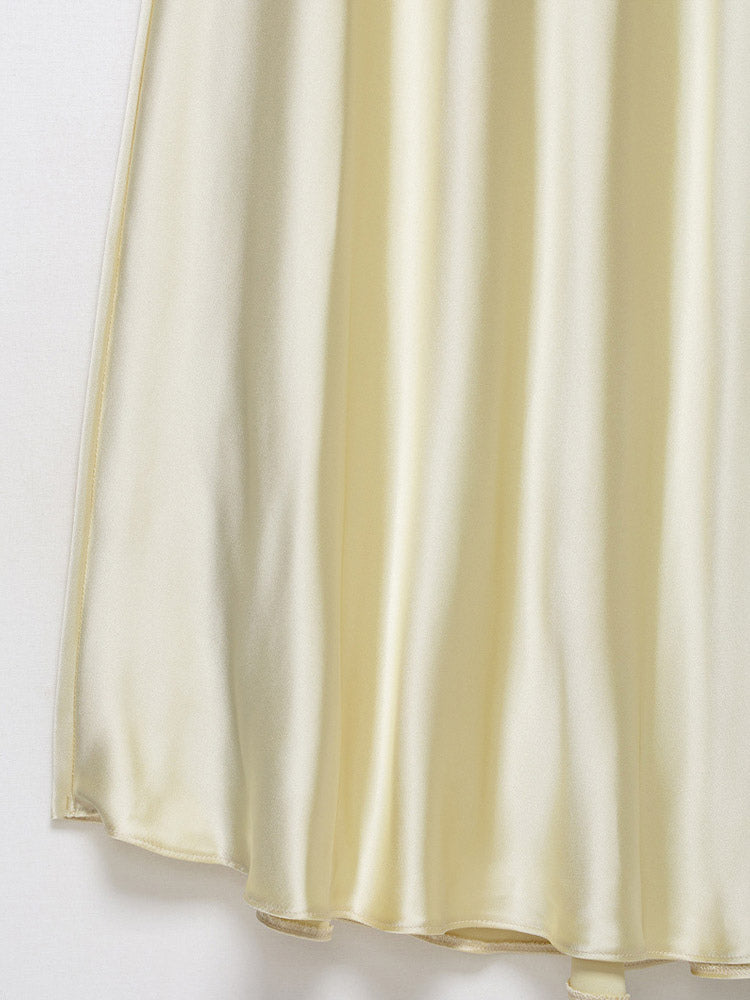 Creamy White Halter Neck Satin Maxi Dress For Women Elegant Formal Style