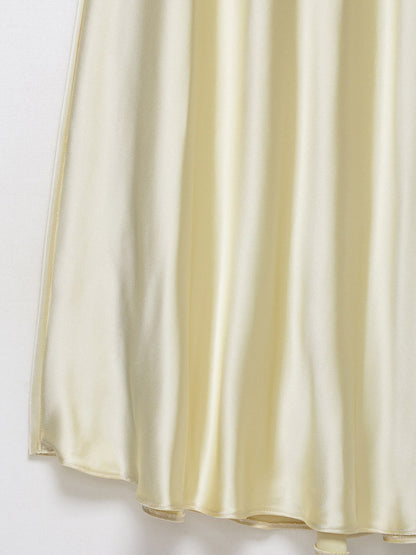 Creamy White Halter Neck Satin Maxi Dress For Women Elegant Formal Style