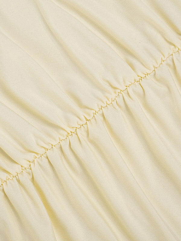 Cream V Neck Ruffled Sleeve Maxi Dress For Women Elegant Formal Style